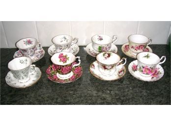 8 Cups And Saucers - Royal Albert, Queen Anne, Paragon