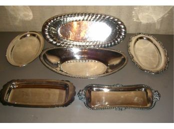 Lot Of 7 Silverplate Oval And Rectangular Trays