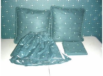Matching Set: Twin Dust Ruffle, 2 Pillows, Dresser Scarf
