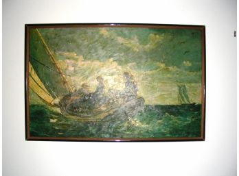 Copy Of A Winslow Sailboat Homer Painting, On Board, Framed