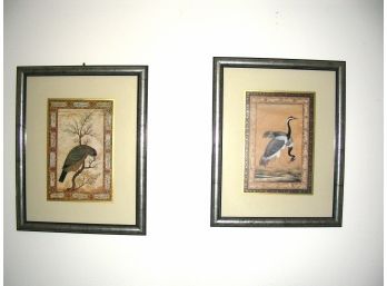 Pair Of Bird Prints In Gray Frames