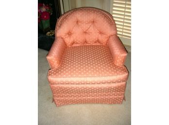 Pair Of Pink Upholstered Chairs With Button Tufted Backs