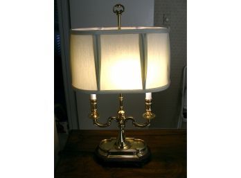 Brass 2-bulb 2-candle Lamp With Shade, Snuffer