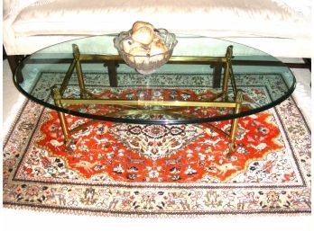 Oval Glass Top Table With Metal Base