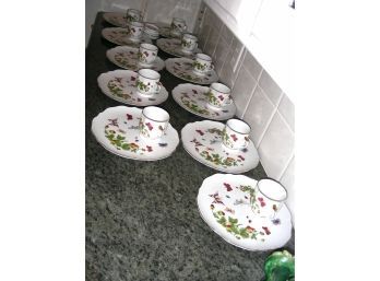 Set Of 11 Plates And Cups With Butterflies And 5 Matching Coasters