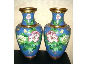 Pair Of 15.5' H Cloisonne Vases