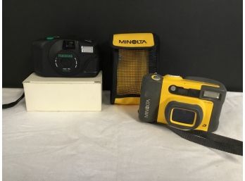 Panorama Brand And Minolta Vectis Weathermatic Zoom Camera And Case