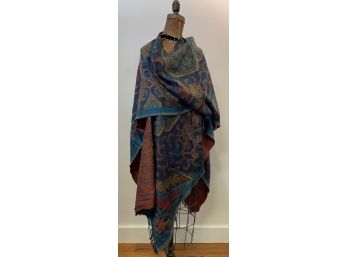 Metropolitan Museum Design Wool And Silk Cape Made In India