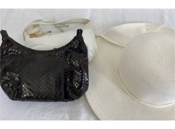 White Sun Hat And Two Bags