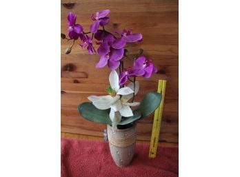 Faux Orchid Flower In Beautiful Pot Decor