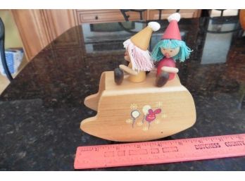Wooden Toy Music Wind Up Animals Japan Someday My Prince Will Come Clowns Vintage