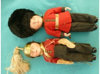 Vintage Dolls English Gaurd Brass Plastic And Wood Eyes Blink England UK Soldier