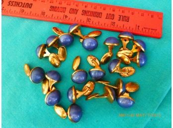 20 Vintage Cuff Links Blue Brass Bakelite Costume Jewelry Button Art Deco Retro