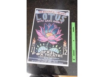 Lotus Gram Rabbit Fox Theatre Boulder Weekly 13' X 18 Flat Poster No Folds