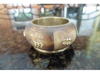 Bovine Cow Horn Bone & Brass Trinket Jewelry Tray Bowl Box Mini Vintage