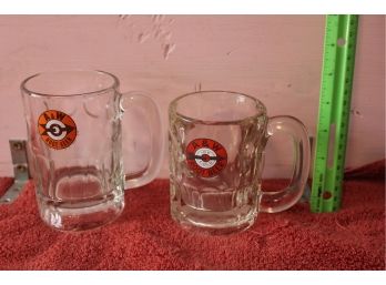 2 A&W Root Beer Glasses Ice Cold Vintage Arrow Logo