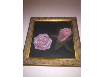 Beautiful Framed Chalk Floral Painting