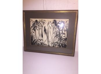 Stunning Black & White Framed And Matted Bamboo Forest Signed Spiegel