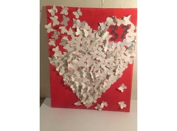 Great Mixed Media Butterfly Heart On Artwork On Canvas