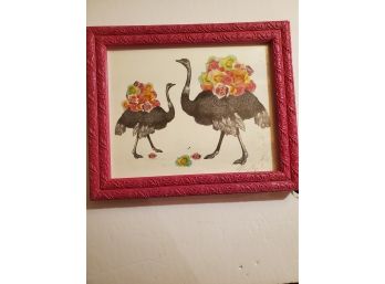 Ostriches In Bloom. Photo Collage
