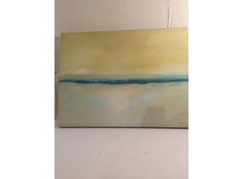 Signed Warm Ocean Scene Oil Painting On Canvas