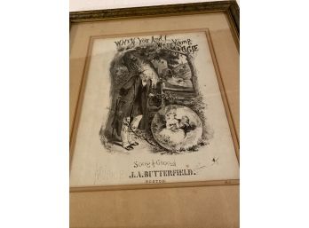 Antique 1866 Graphic Lithograph Sheet Music Cover Titled When You & I Were Young, Maggie By J A Butterfield