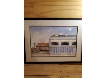 Diner And Neighborhood Scene. Watercolor On Paper. Signed By A. Schneider