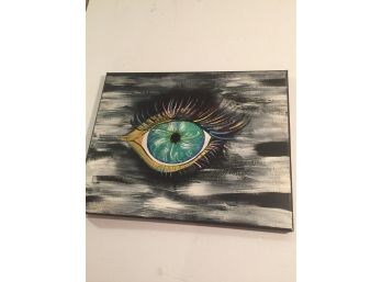 Amazing Surrealist Eye. Oil On Canvas Signed Kristen Davis