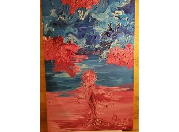 Abstract Painting Of Goddess, Oil On Canvas, Signed.