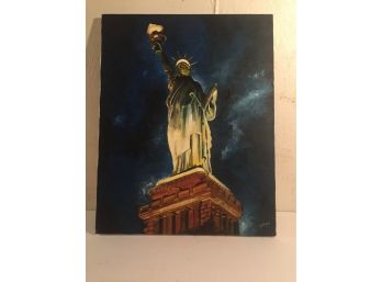 Beautiful Oil On Canvas Of The Statue Of Liberty  Signed Gallegos