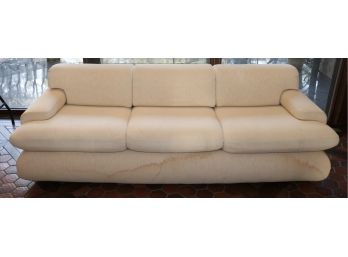 Mid-Century Modern Three Cushion White Sofa