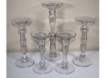 Set Of Five Glass Candle Holders