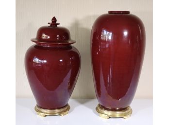 Two Oxblood Ceramic Vessels