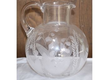 Tiffany & Co Etched Glass Pitcher