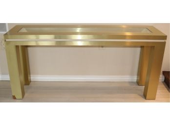 Gold Modern Console Table W Inset Glass