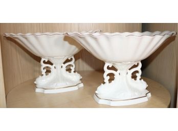 Pair Lenox Dolphin Footed Center Bowls
