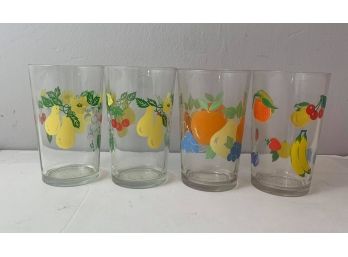 Vintage Morning Star China Lot Of 4 Tumblers With Fruit Design