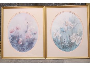 Two Wood And Glass Framed Watercolor Prints