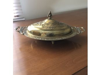 Vintage Brass Tone Covered Dish
