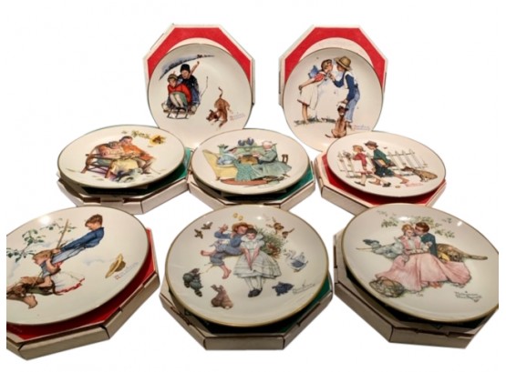 Set Of 8 Norman Rockwell Plates By Gorham