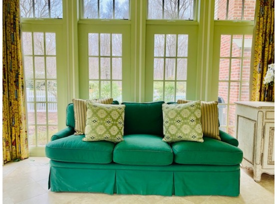 Lewis Mittman Emerald Green Sofa W Brushed Upholstery