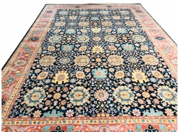 Karastan Navy & Ruby Border Motif  Wool Area Carpet Size:  10'x 14'