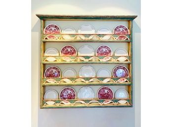 Antique French Country Painted W Display Rack