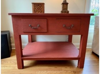 Venetian Red Side Table With Textured Finish