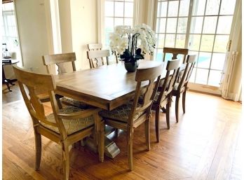 White Oak Finish Plank Table W 10 Dining Chairs By Pier One