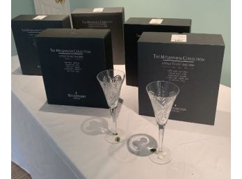 Set Of 10 Waterford Champagne Flutes Millenium Collection