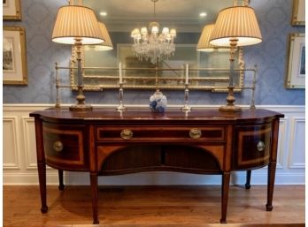 Antique Mahogany Dining Room Sideboard Breakfront W Inlay Accents