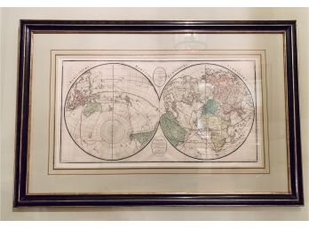 Framed Map Nouvelle Mappemonde, Maritime Hemisphere 1807