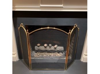 Brass & Mesh Arched Fireplace Screen