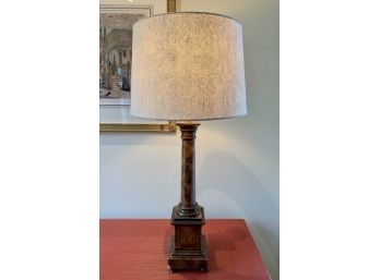 Column Style Table Lamp With Linen Textured Shade